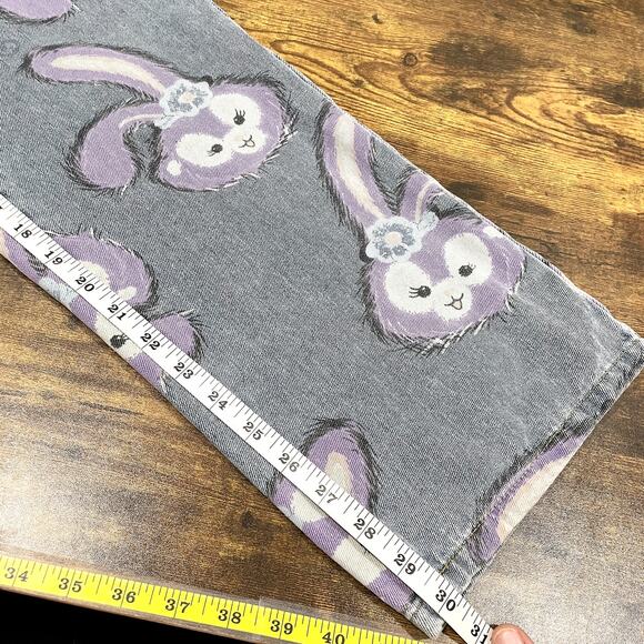 Bunny Rabbit Size M Jeans Wide Leg Flare High Waist Kawaii Bunny Anime Pastel - Picture 13 of 16